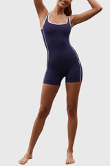 Women's Nude Contrasting Color Yoga Exercise Jumpsuit