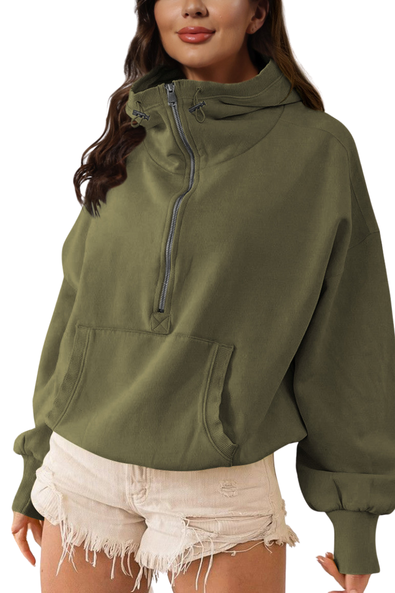 Drawstring long-sleeved top outer garment