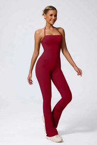 Women's Halter Neck Flared Leg Jumpsuit
