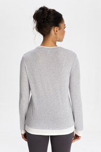 Faux two-piece wool long-sleeved top