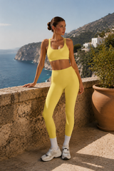 Women's Brushed Cross Back Bra & High Rise Yoga Leggings Set