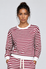 Women's Loungewear Winter Stripe Color Block Sweatshirt
