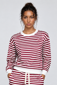 Women's Loungewear Winter Stripe Color Block Sweatshirt