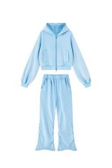 Unisex Fall Vintage Washed Distressed Jacket & Sweatpant Set