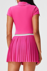 Women's Polo Top Pleated Skirt Tennis Two-Piece Set