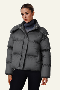 Women's Cropped Hooded Cotton Jacket