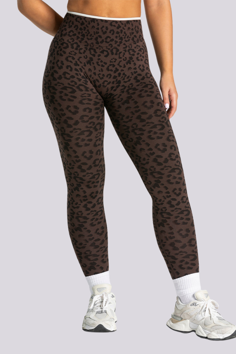 Women's Seamless Contrast Leopard Print Yoga Leggings