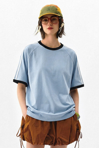 Women's Retro Side 3-Stripes Contrast Loose Fit T-Shirt