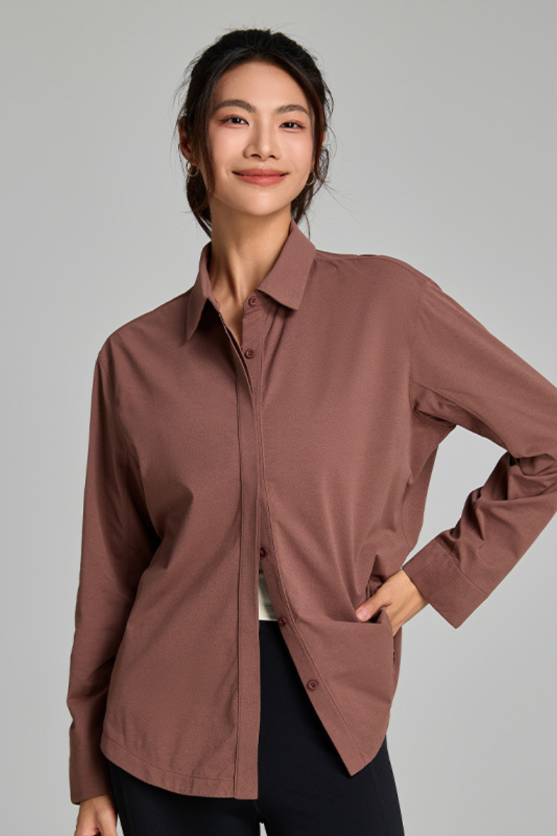 Women's Spring Loose-Fitting Curved Hem Quick Dry Shirt