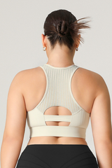 Plus Size Women's Mesh Panel Zip-Up Sports Bra