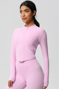Women's round neck front zipper sports jacket