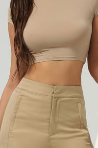 Women Slim Cropped Soft-Feel Yoga T-Shirt