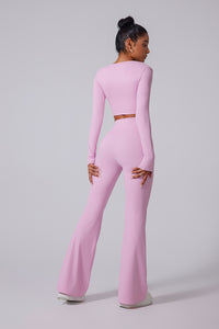 Women'S Brushed Tight Yoga Suit Set With Long Sleeves + Long Pants