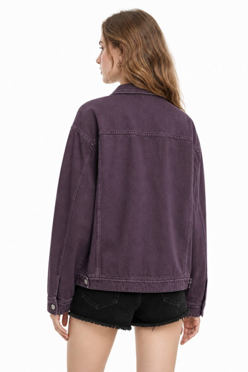 Women's Fall 100% Cotton Oversized Washed Denim Jacket