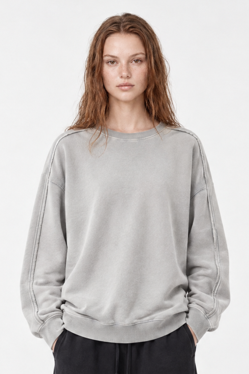 Women's Fall/Winter Fleece-Lined Dyed Vintage Pullover