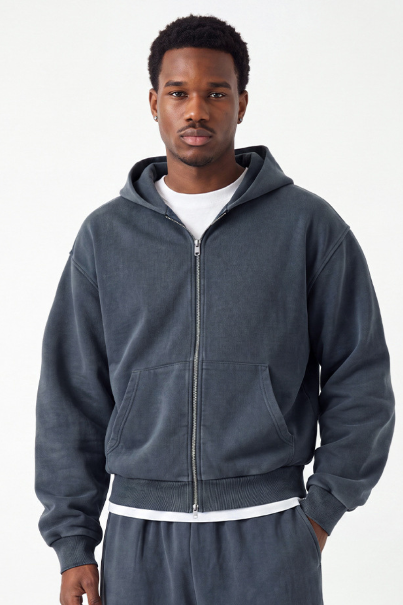 Men's Fall Washed Vintage Boxy  Comfort Color Hooded Jacket