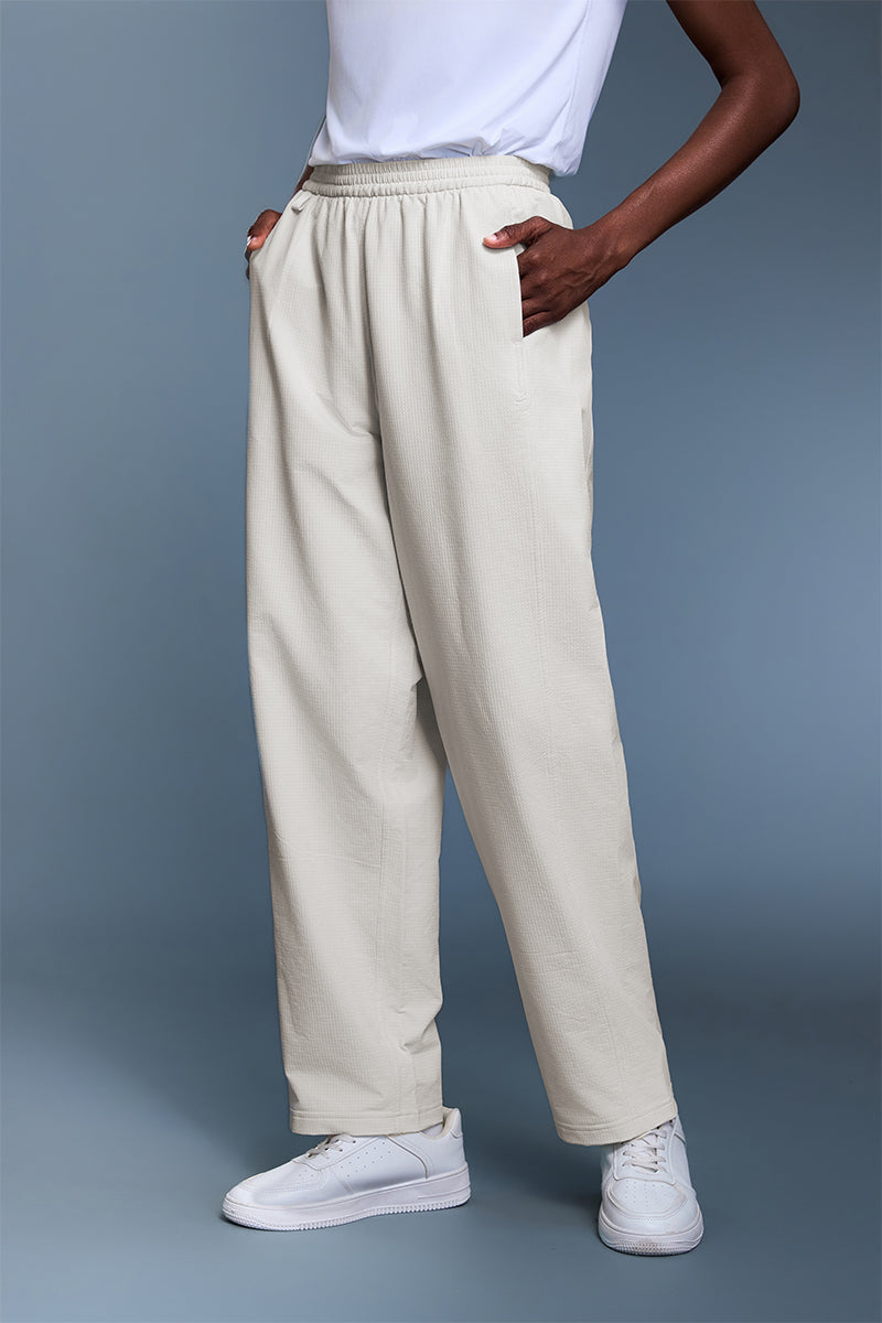 Women High Waist Fleece Lined Windproof Loose Fit Straight Leg Workout Pants