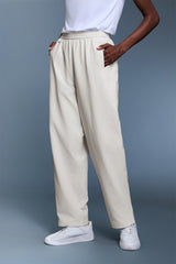 Women High Waist Fleece Lined Windproof Loose Fit Straight Leg Workout Pants