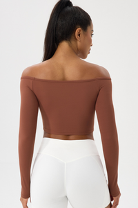 Women's Off the Shoulder Cropped Long-Sleeve Top