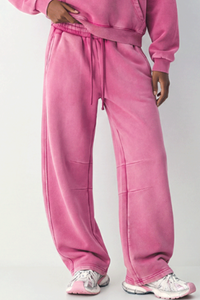 Unisex Fall Fleece Elastic Waist Curved Wide Leg Sweatpants