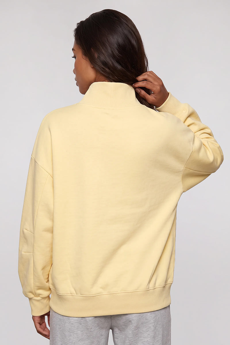 Women's Fall Solid Fleece Loose Mock Neck Sweatshirt