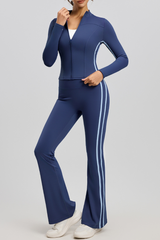 Striped high-waisted yoga set