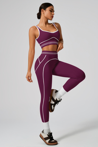 Women's Seamless Color-Block Sports Bra & Yoga Leggings Set