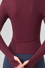 Women Stand Collar Slim-Fit Yoga Running Long Sleeves