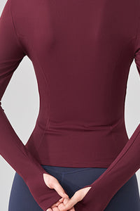 Women Stand Collar Slim-Fit Yoga Running Long Sleeves