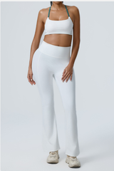Women's Color-Block Sports Bra & Yoga Flare Pants Set