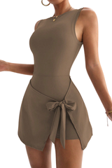 Women's Round Neck Tie-Strap Sleeveless Tennis Dress