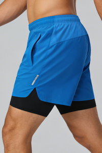 Men's Two Fake Fitness Training Shorts with Built-in Liner