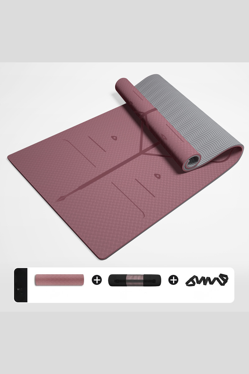 Unisex TPE Non Slip Alignment Yoga Mat Set - 3pcs Multicolor