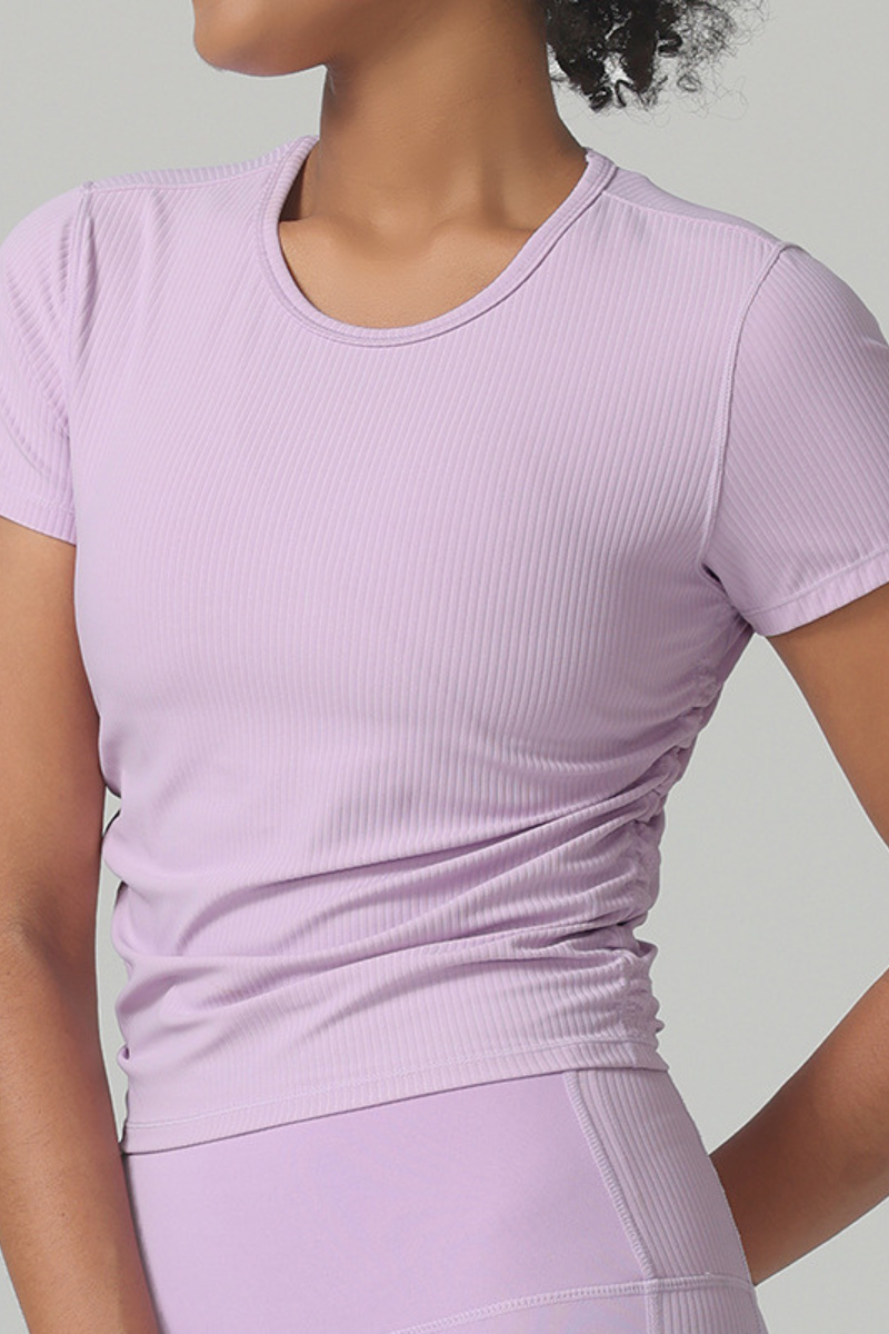 Women's Summer Side Pleated Fitted Sports T-shirt