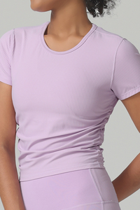 Women's Summer Side Pleated Fitted Sports T-shirt