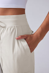 Women Lightweight Quick Dry Multi-Pocket Outdoor Running Sports Fitness Workwear Wide Leg Casual Pants