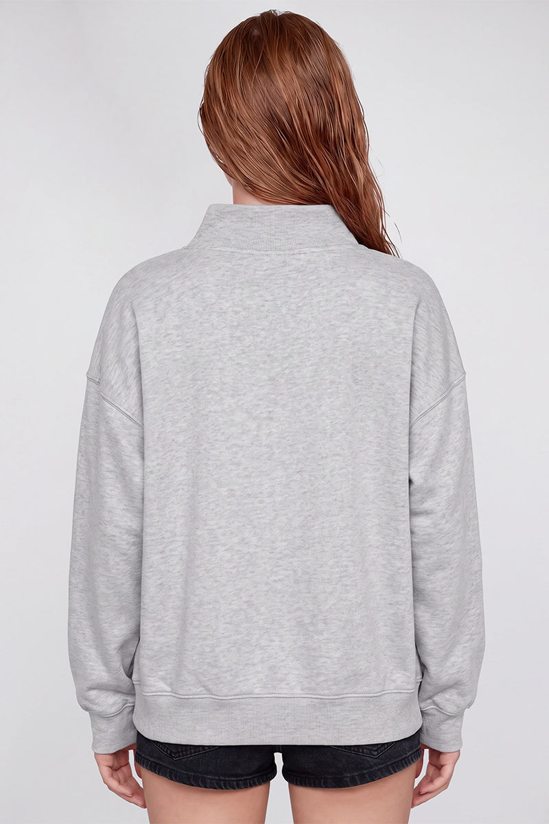 Women's Fall Fleece Mock Neck Sweatshirt with Side Neck Slit