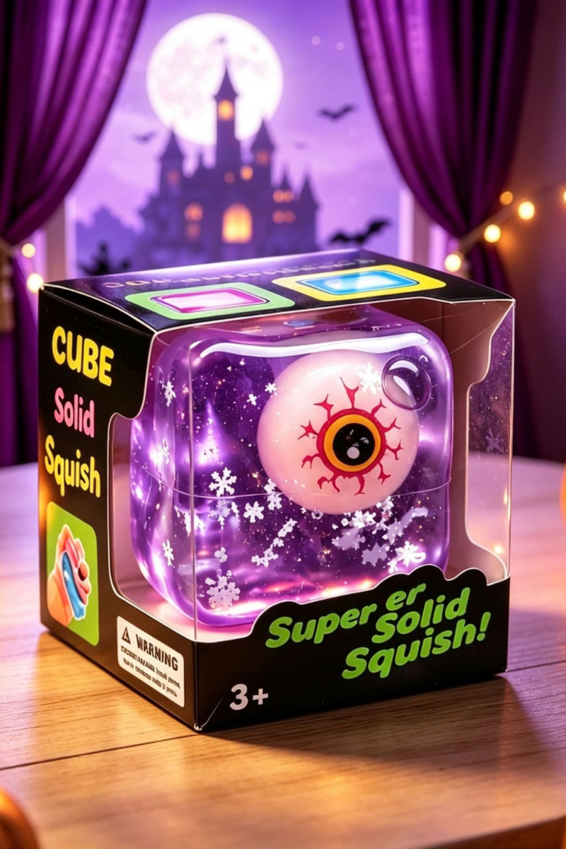 Halloween Magic Crystal Cube Squishy Fidget Toy with Box
