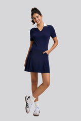 Outdoor contrasting lapel golf skirt chubby tennis sports long skirt