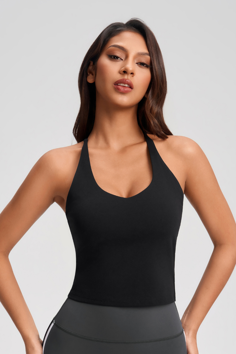 Women's V-Neck Crisscross Open-Back Sports Tank Top