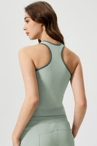 Women Sleeveless With Chest Pad Shock Slim Thin Yoga Fitness Exercise Tank Tops
