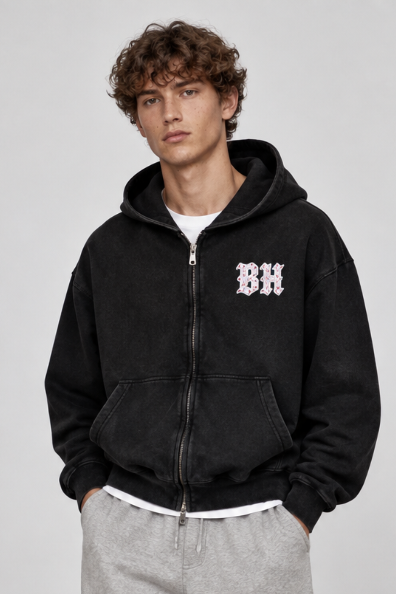 Men's Fall 100% Cotton Embroidery with Rhinestones Jacket