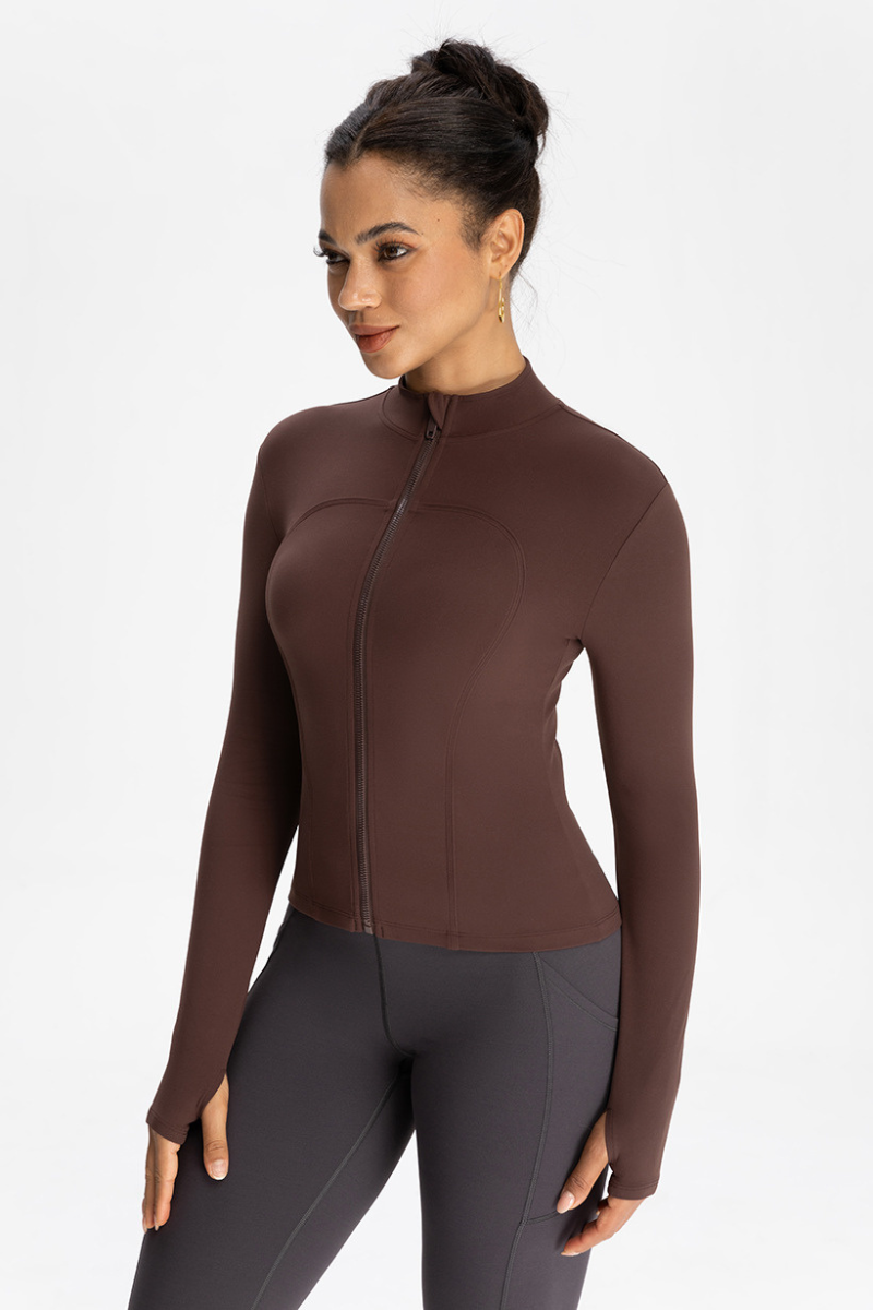 Collar-style jacket with zipper closure