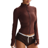 Women's Zip-Front Cropped Polo Top