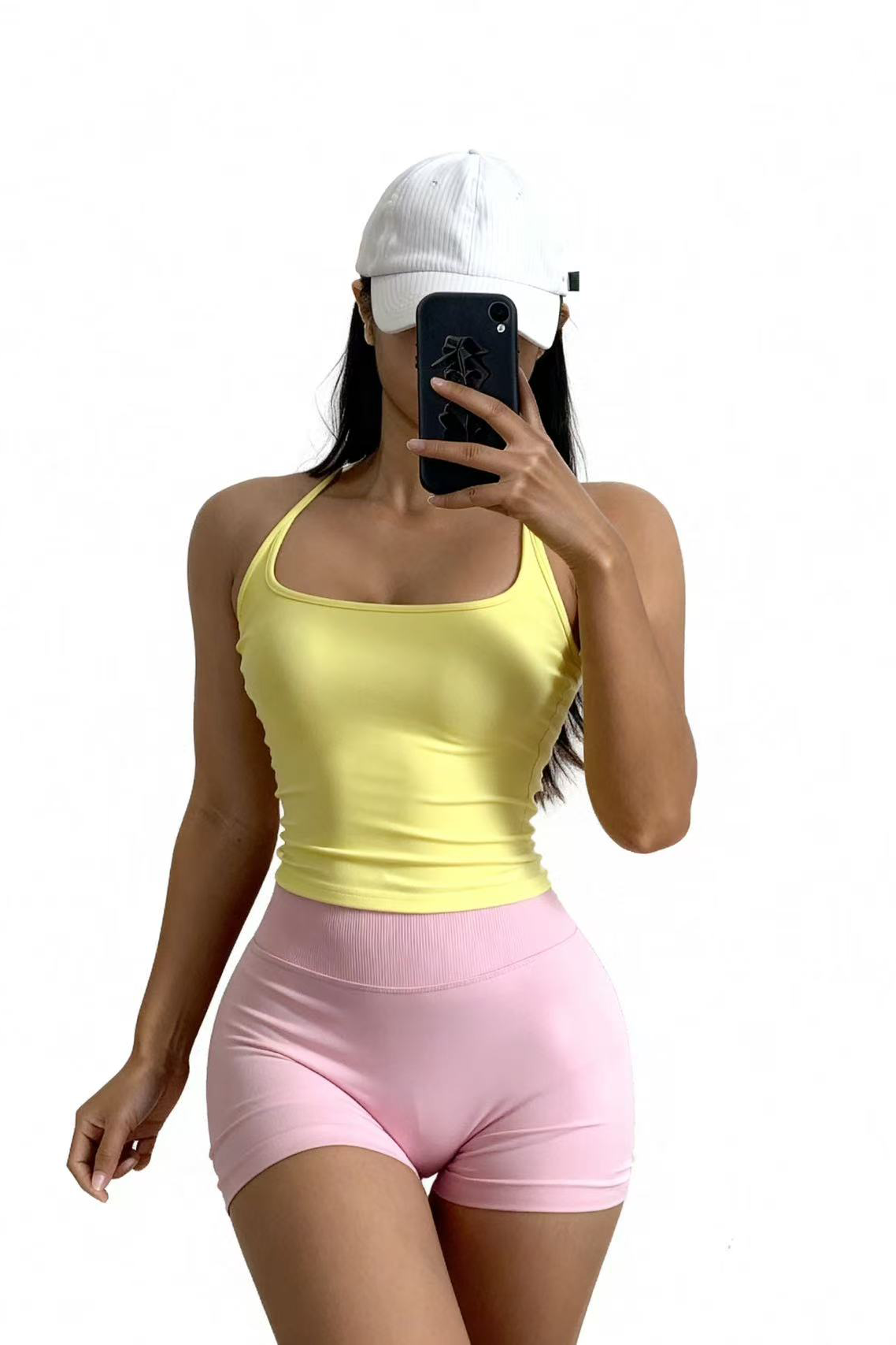 Women's medium strength fixed chest pad yoga fitness bra
