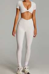 Women's Set:Twist-Front Tank TopTank Top And High Waist Leggings