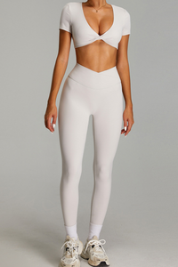 Women's Set:Twist-Front Tank TopTank Top And High Waist Leggings