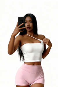 Women's One-Shoulder Padded Open Back Yoga TankTop
