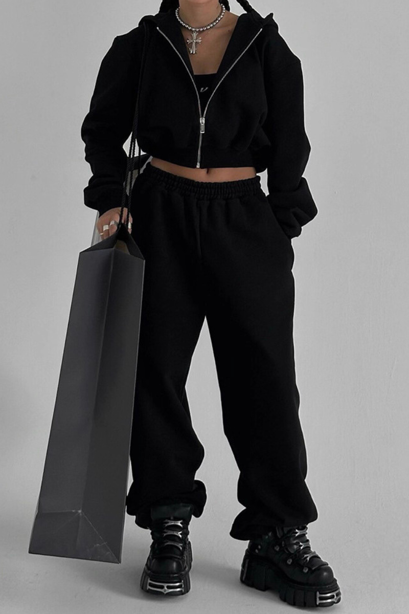 Short-sleeved hooded sweatshirt set