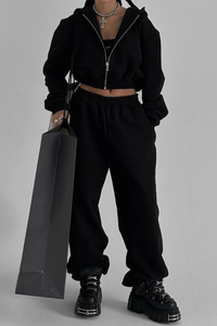 Short-sleeved hooded sweatshirt set